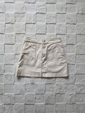 Zara Cream Mini Skirt with Contrast Topstitching